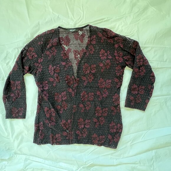 Karen Kane Sheer Mesh Floral Top - Picture 1 of 4